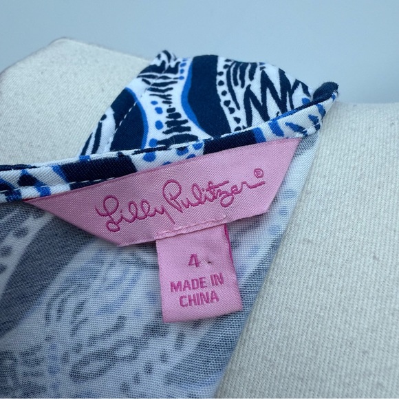 Lilly Pulitzer Blue and White V-Neck Mermaid Tail Print Dress Size 4 - Picture 13 of 15